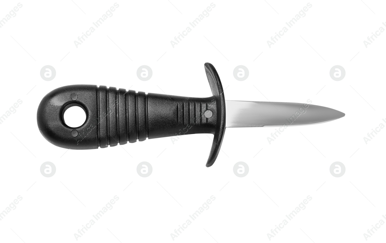 Photo of New clean oyster knife on white background