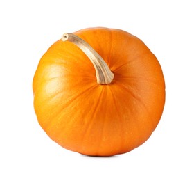 Photo of One fresh orange pumpkin isolated on white