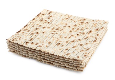 Passover matzos isolated on white. Pesach celebration