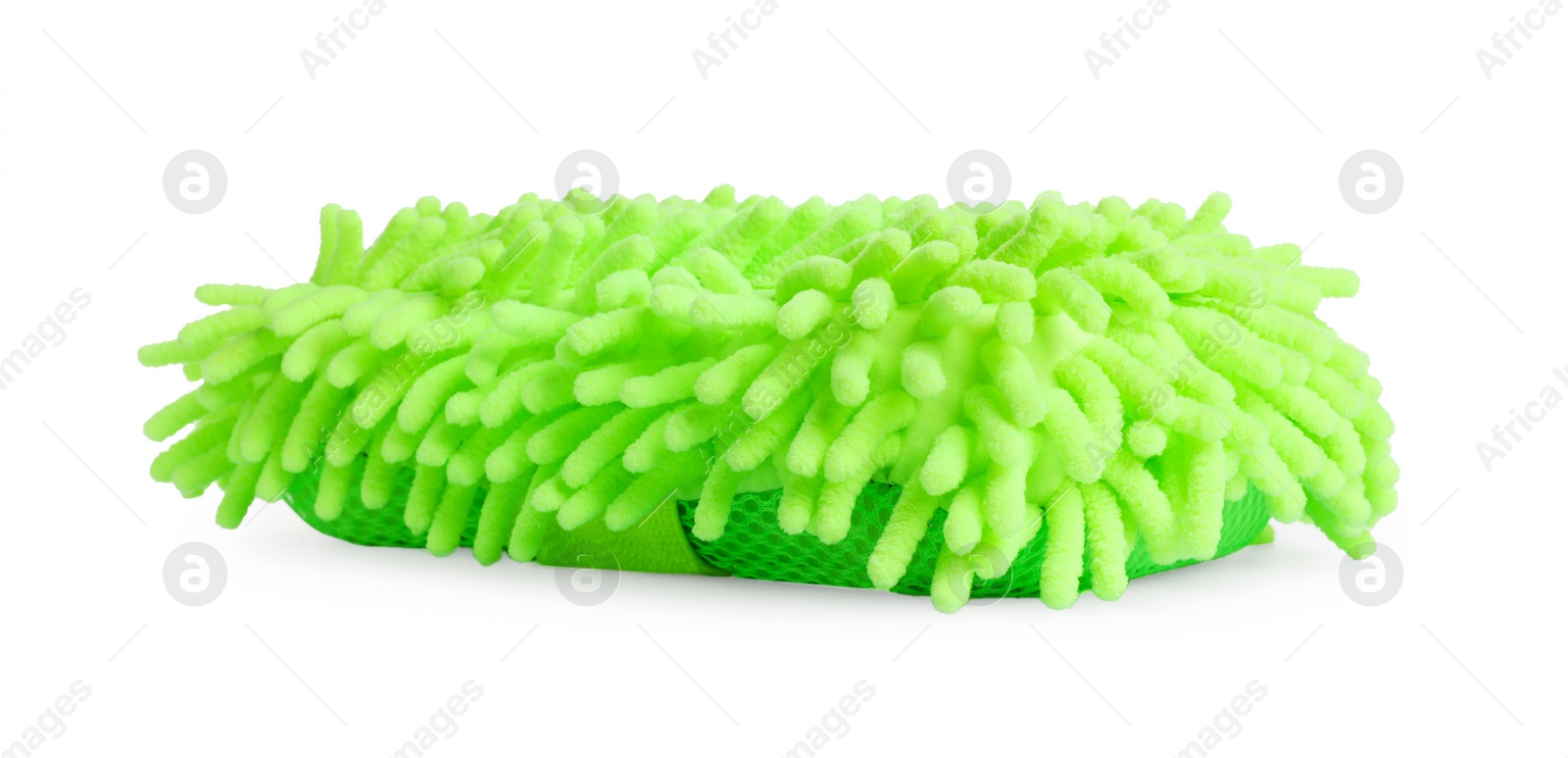 Photo of Green car wash mitt isolated on white