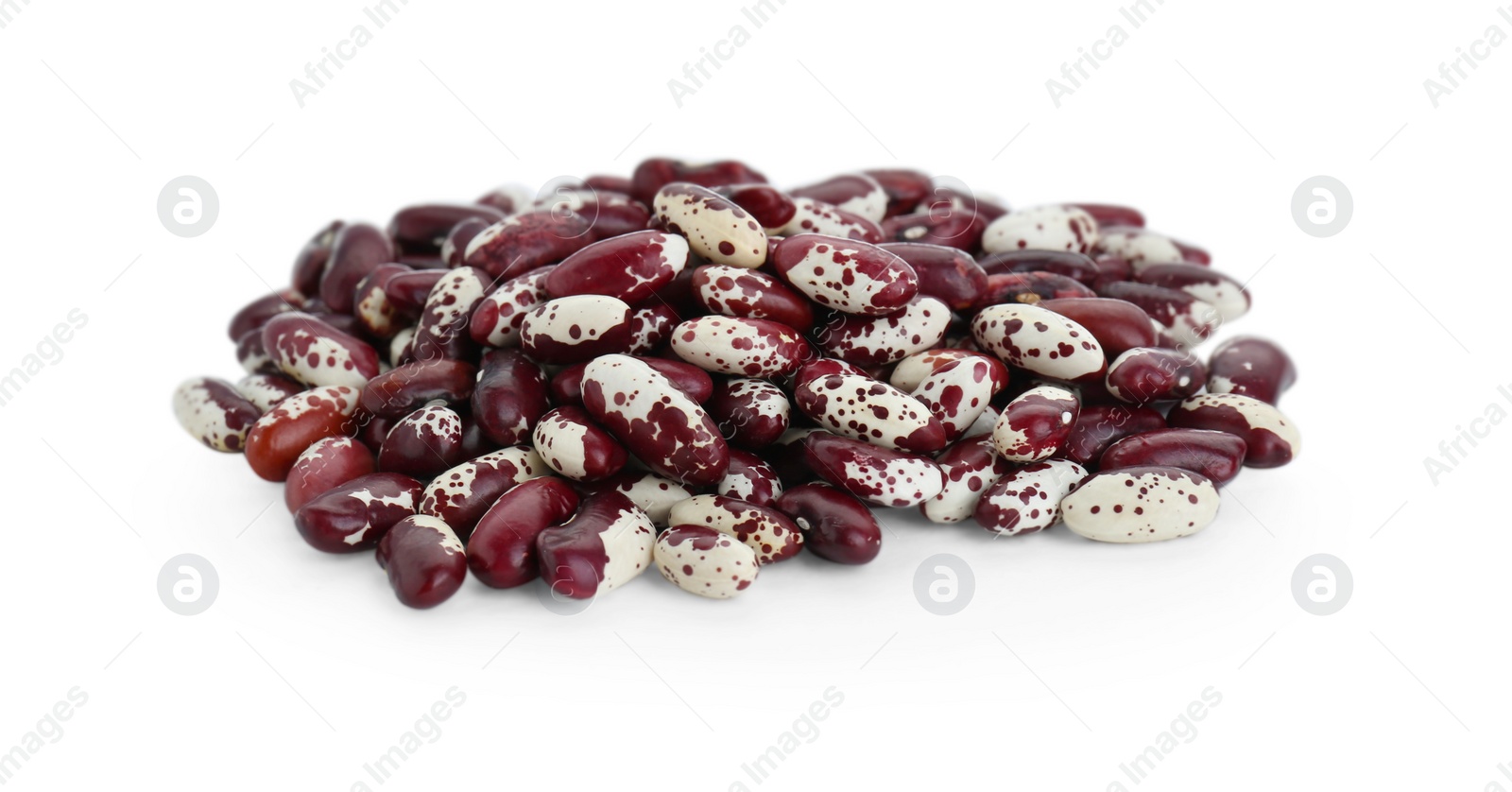 Photo of Pile of dry kidney beans on white background