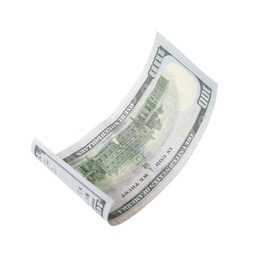 Photo of One hundred dollar banknote on white background. American national currency