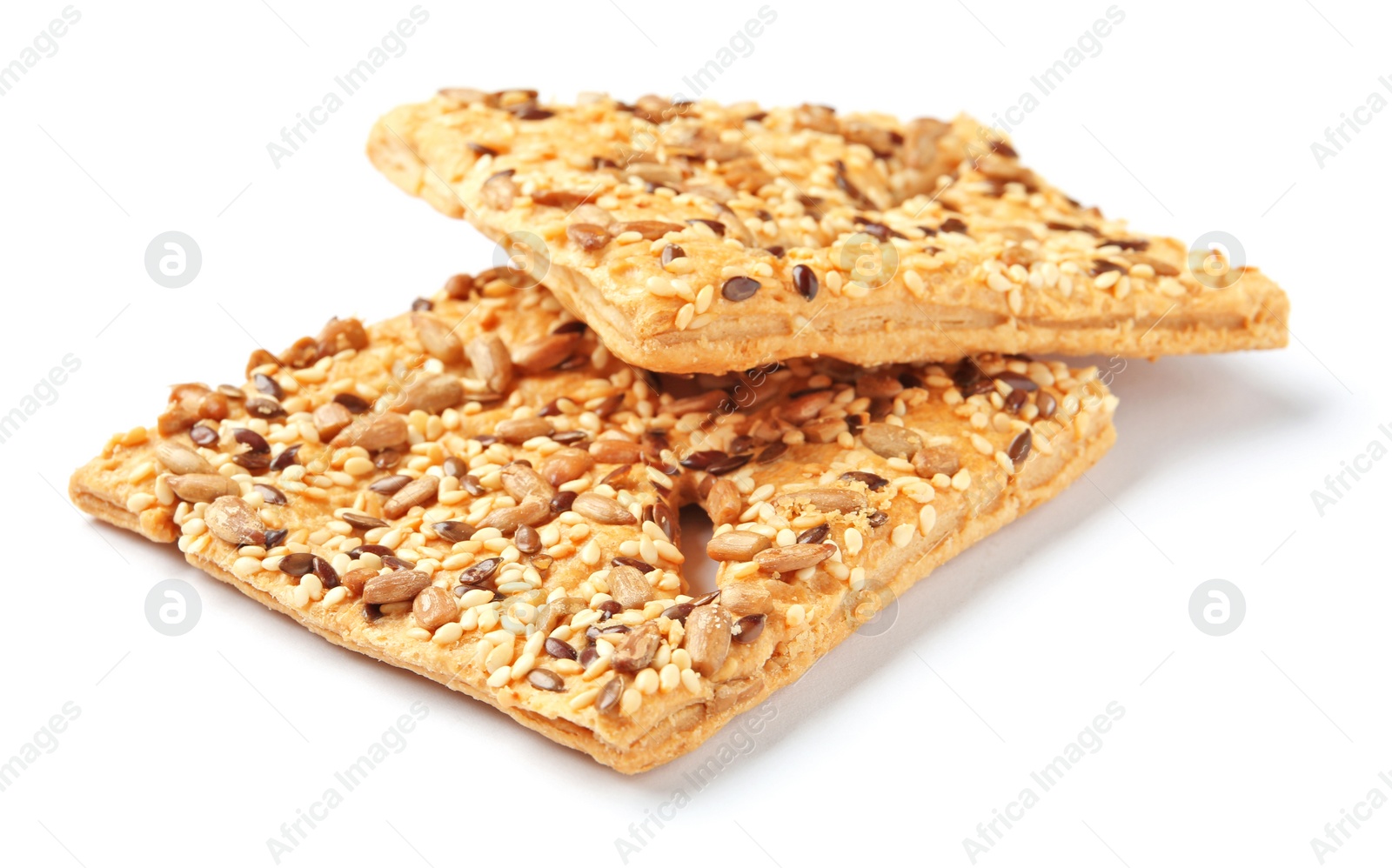 Photo of Grain cereal cookies on white background. Healthy snack