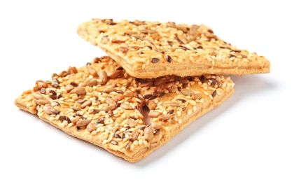 Grain cereal cookies on white background. Healthy snack