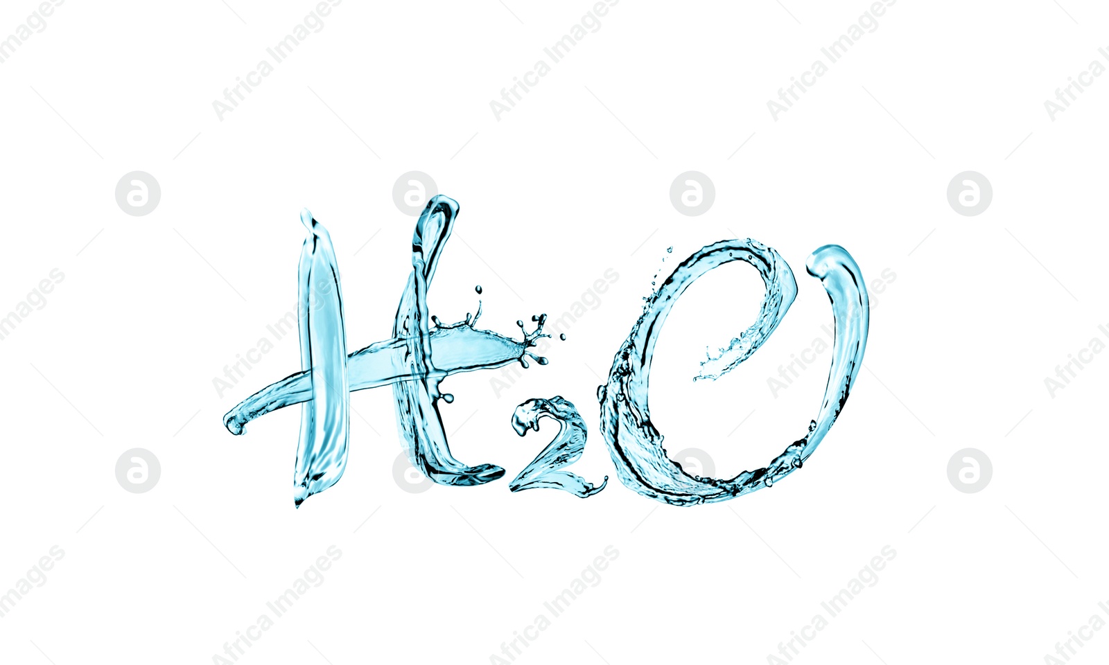 Image of Chemical formula H2O made of water on white background