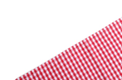 Classic red checkered tablecloth isolated on white, top view