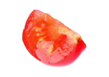 Cut red cherry tomato on white background