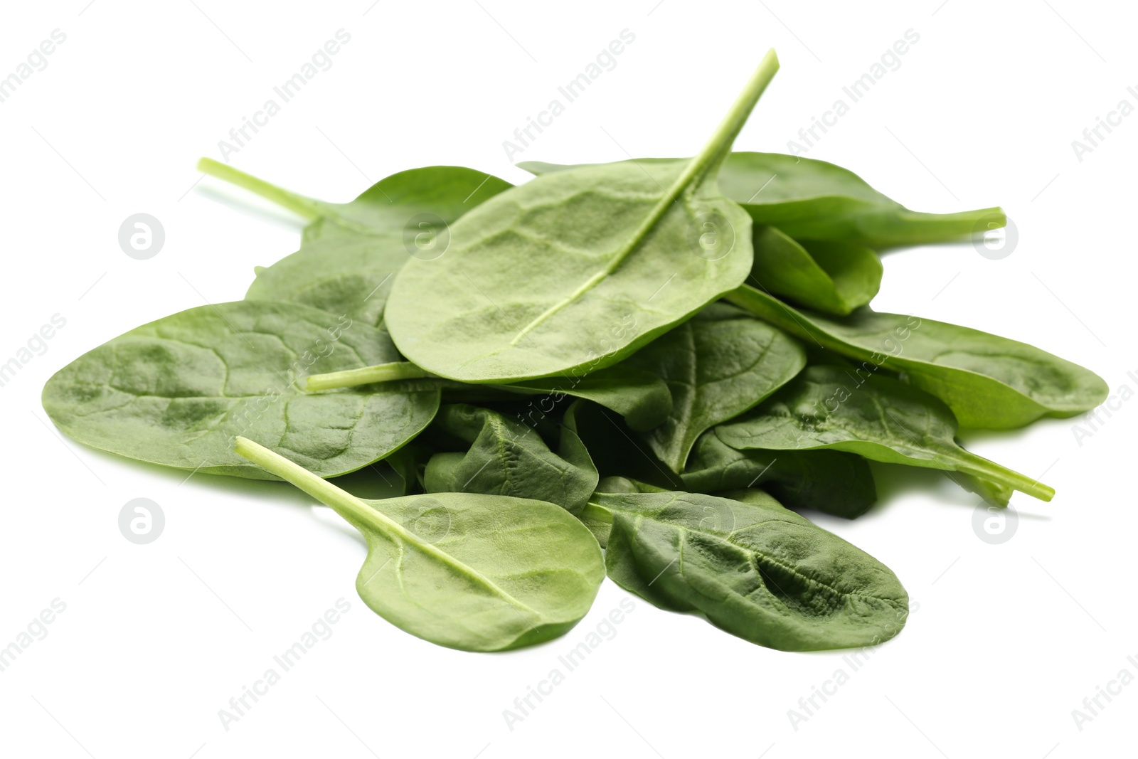 Photo of Pile of fresh spinach leaves isolated on white