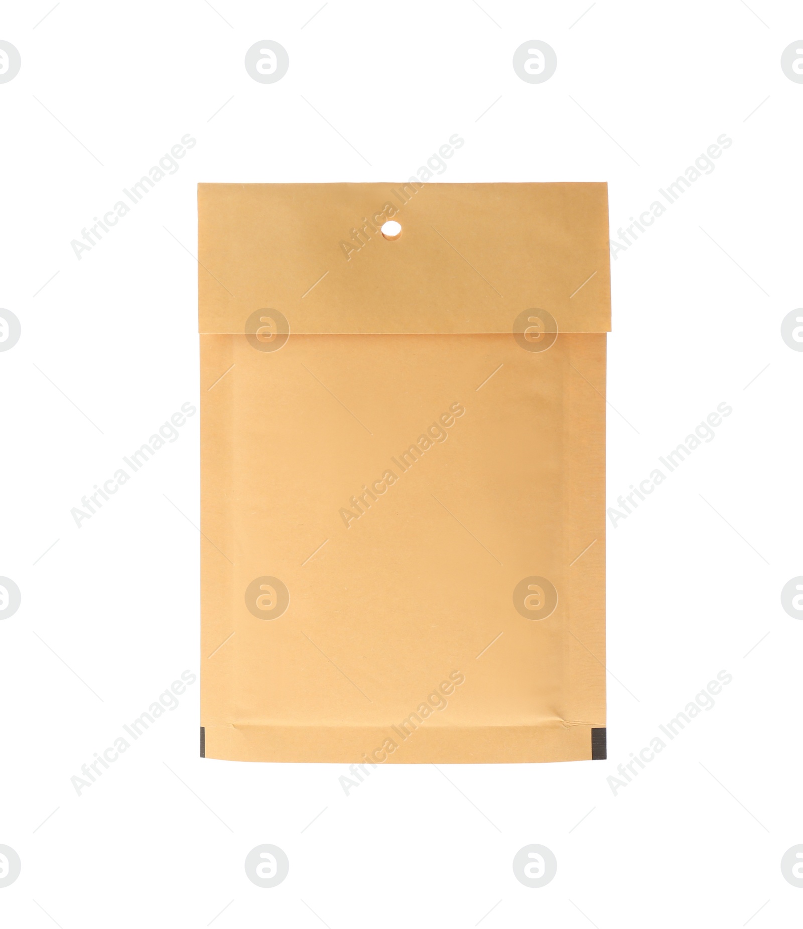 Photo of Kraft paper envelope isolated on white. Mail service