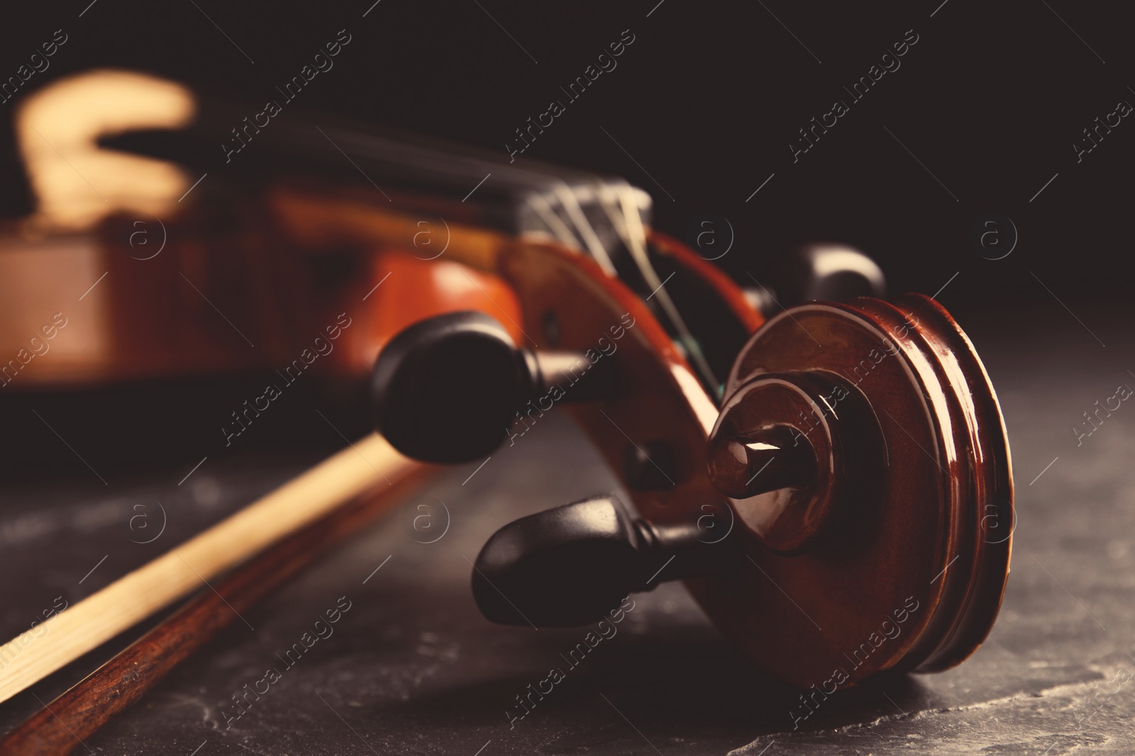 Image of Beautiful classic violin, closeup view. Musical instrument