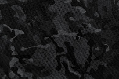 Image of Texture of camouflage fabric as background, top view. Black and white effect