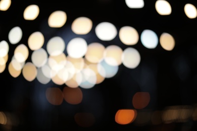 Beautiful street lights at night. Bokeh effect