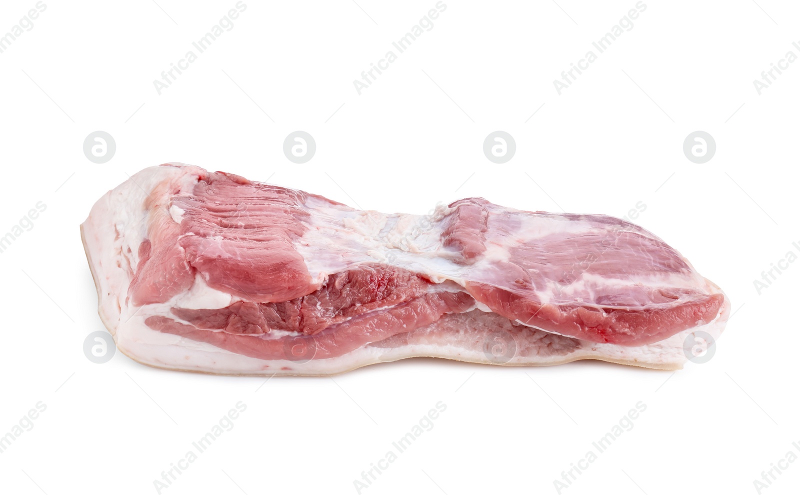 Photo of One piece of raw pork belly isolated on white