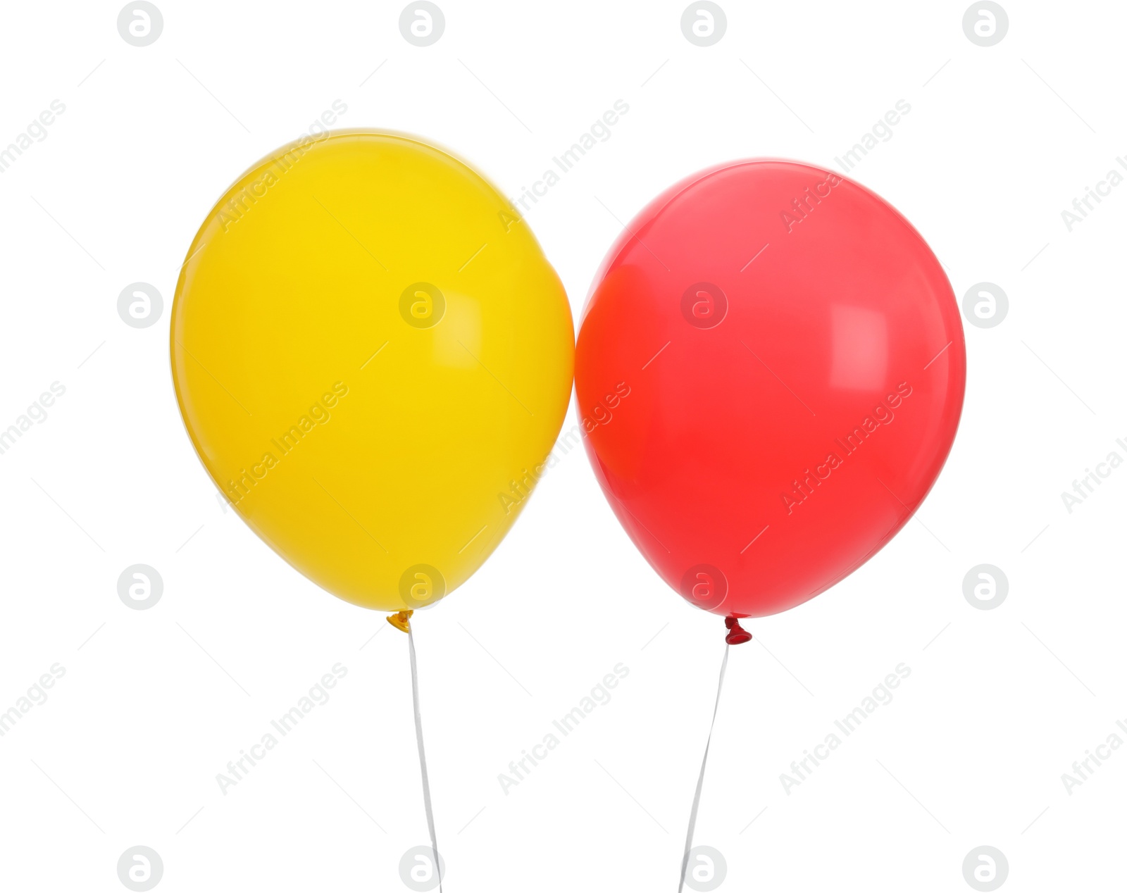 Photo of Colorful balloons on white background. Celebration time