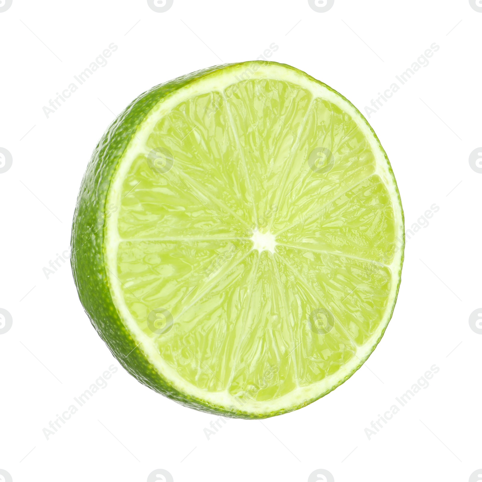 Photo of Half of fresh green ripe lime isolated on white