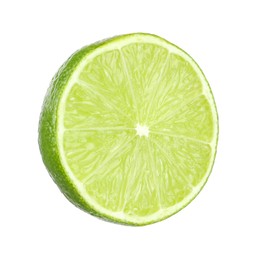 Photo of Half of fresh green ripe lime isolated on white