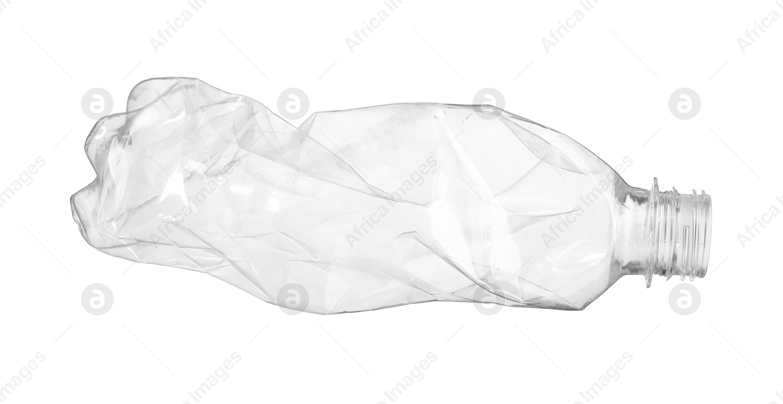 Photo of Crumpled disposable plastic bottle isolated on white