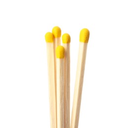 Photo of Matches with yellow heads on white background