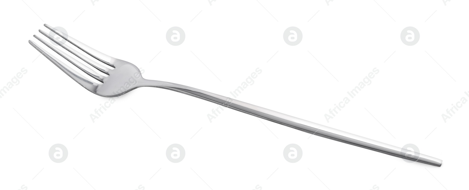 Photo of One shiny metal fork isolated on white