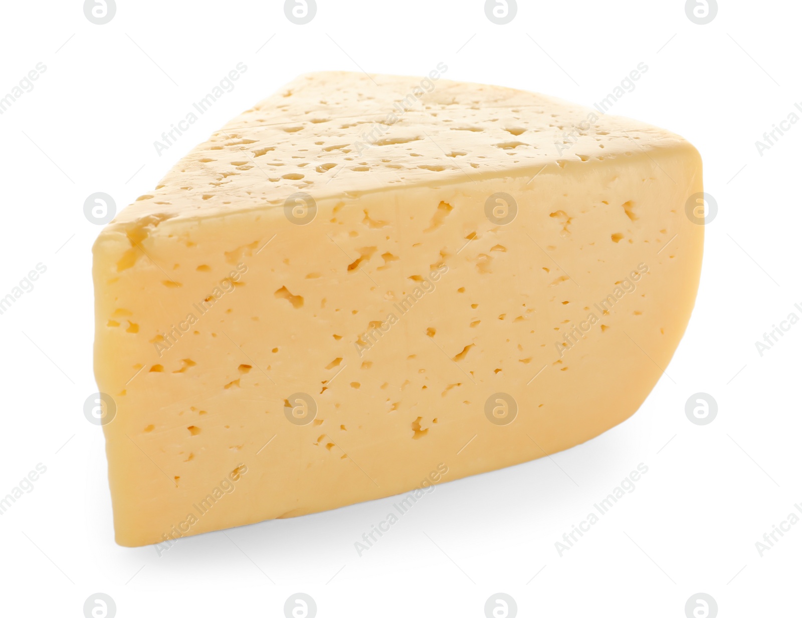 Photo of Piece of delicious cheese on white background