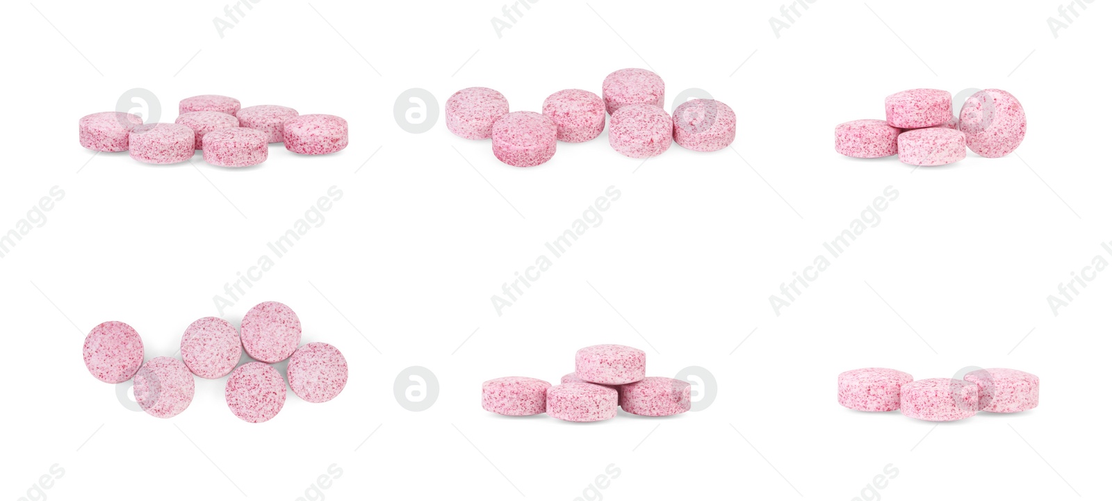 Image of Collage of vitamin pills isolated on white