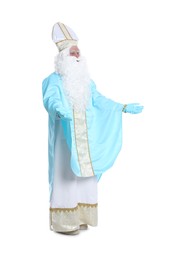 Full length portrait of Saint Nicholas on white background