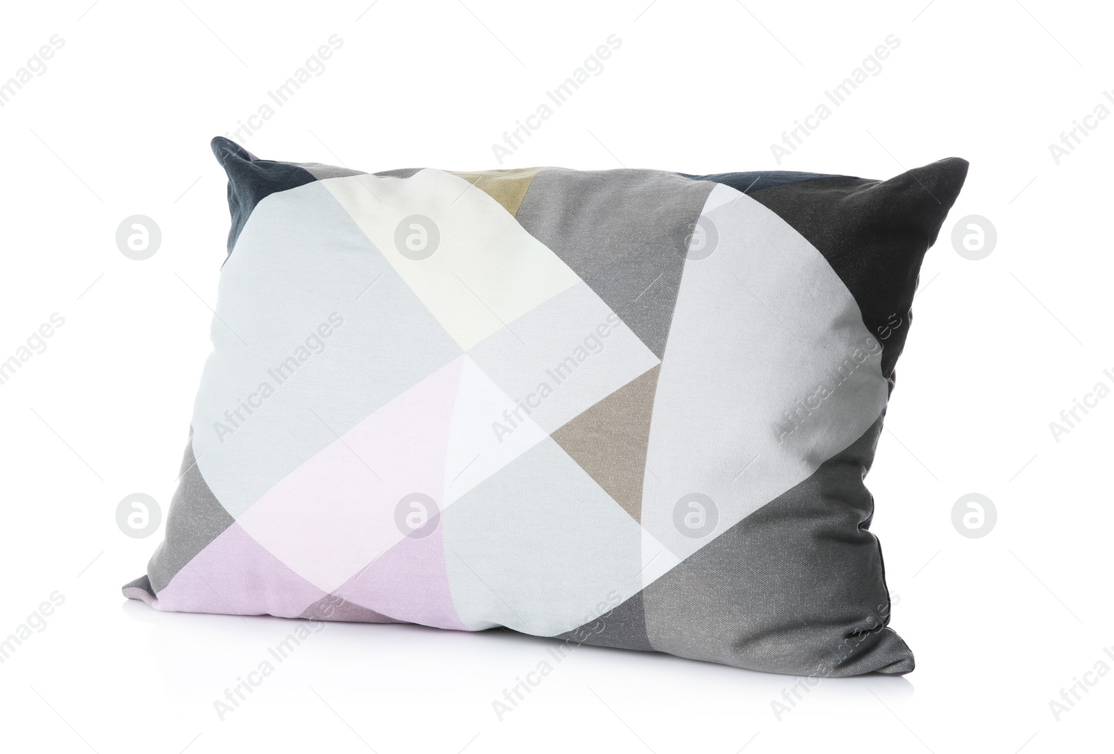 Photo of Soft decorative pillow on white background