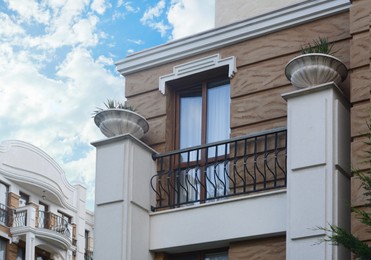 Exterior of beautiful residential buildings with balconies