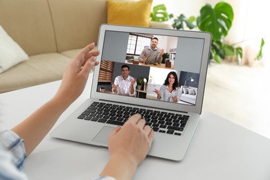 Image of Human resources manager conducting online job interview via video chat