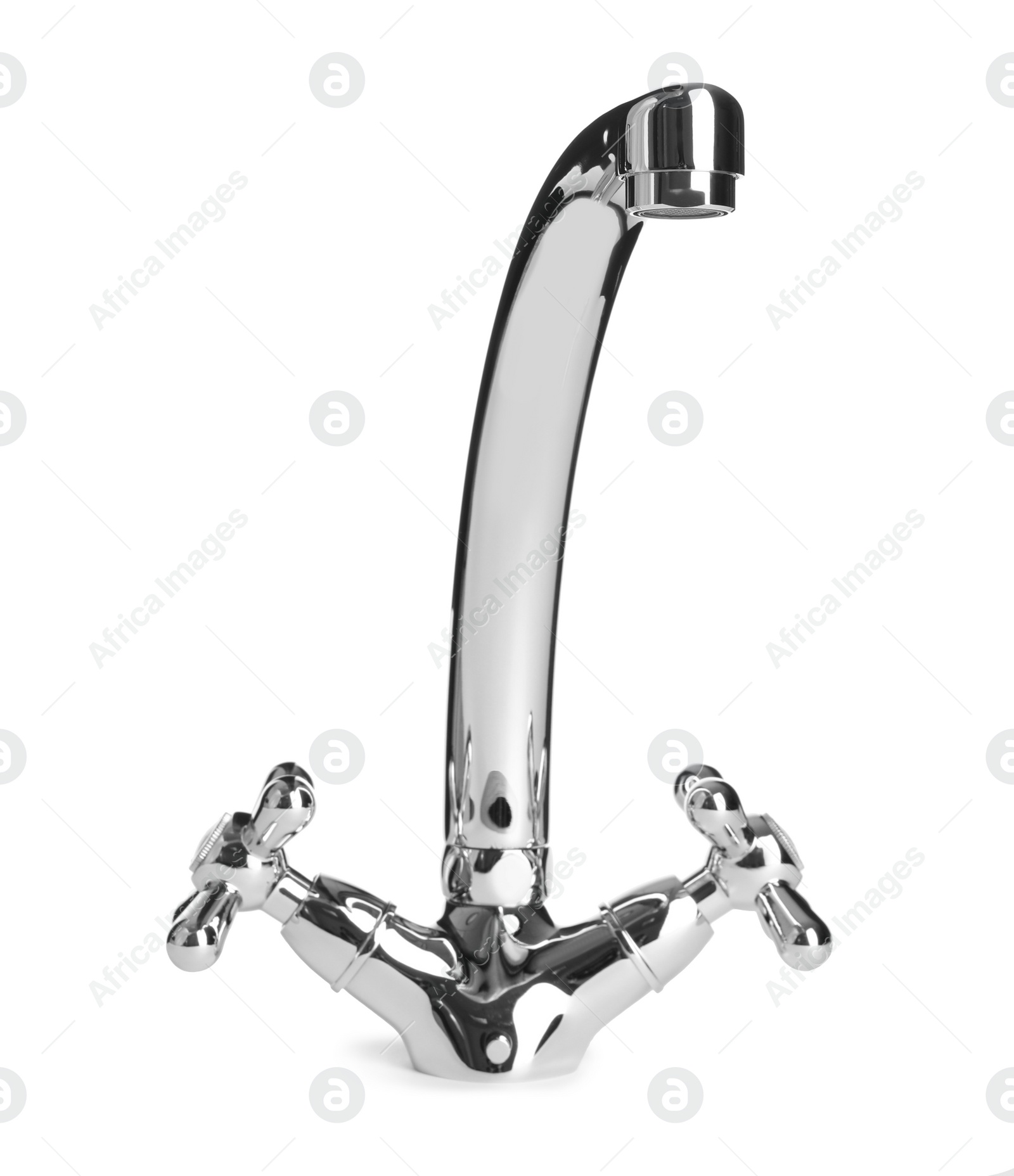 Photo of Double handle water tap isolated on white