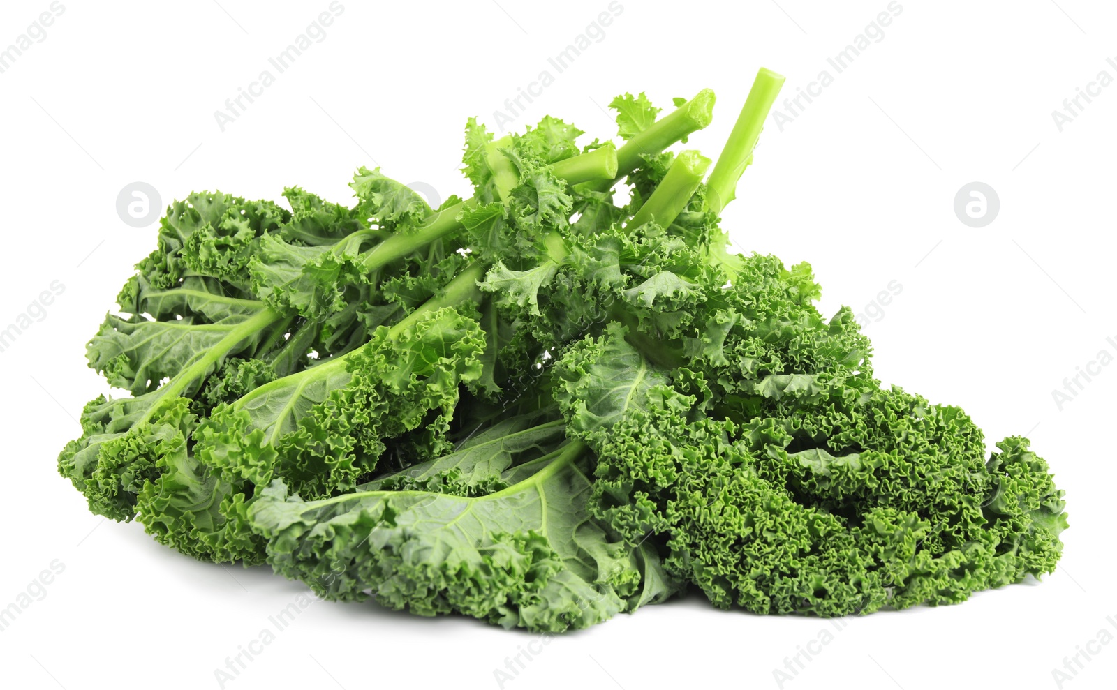 Photo of Fresh green kale leaves isolated on white