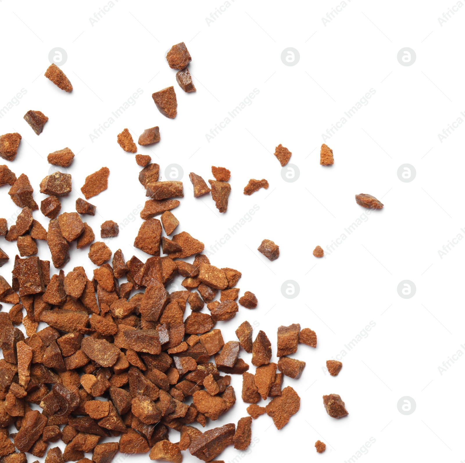 Photo of Pile of chicory granules isolated on white, top view