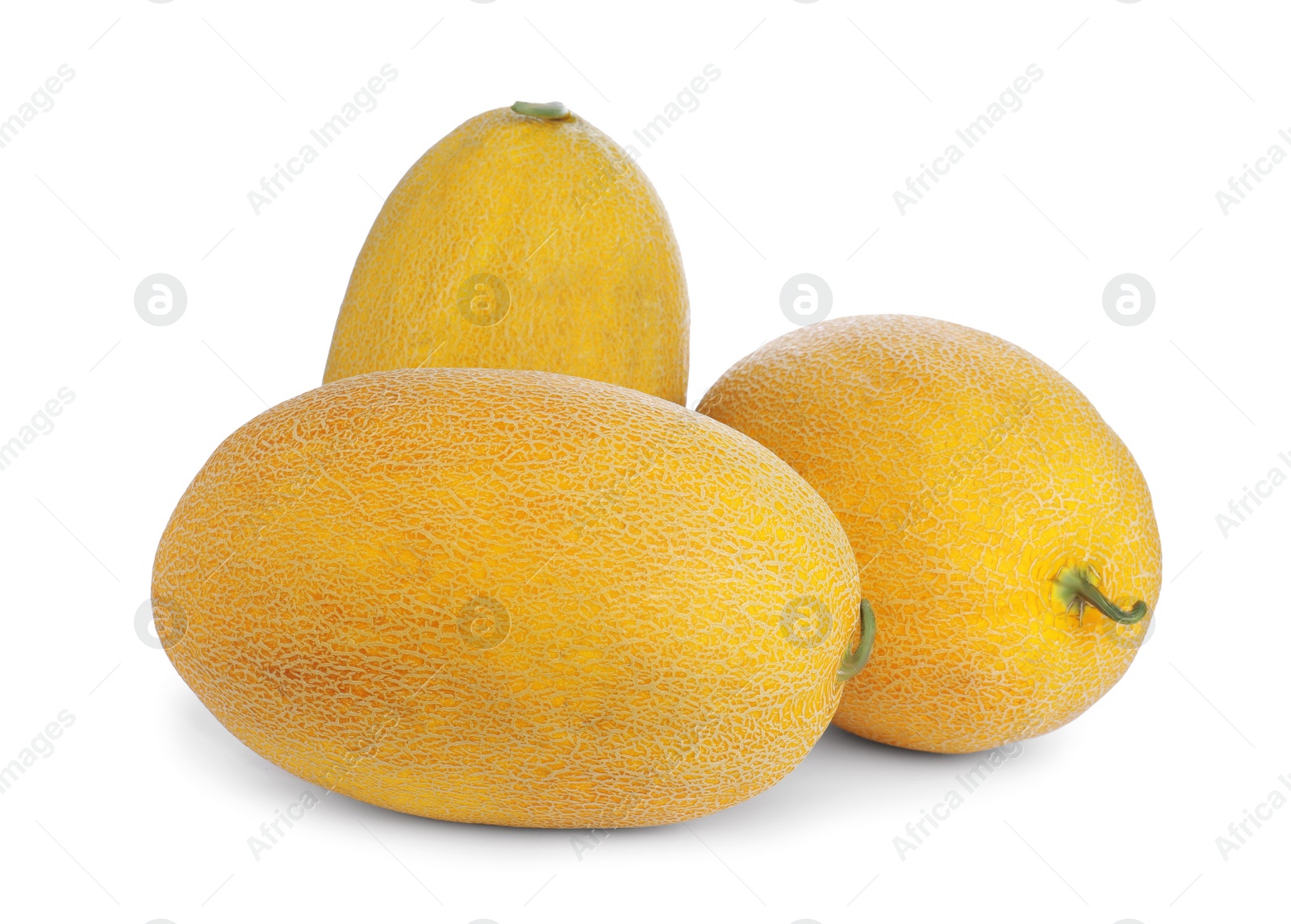 Photo of Whole tasty ripe melons isolated on white