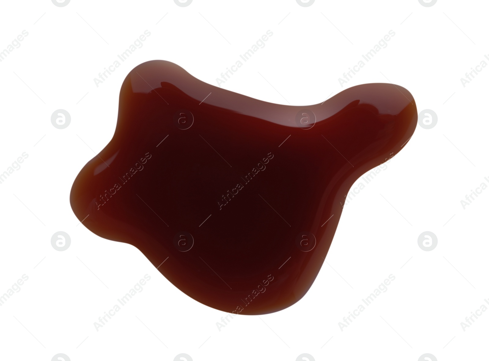 Photo of Delicious soy sauce isolated on white, top view