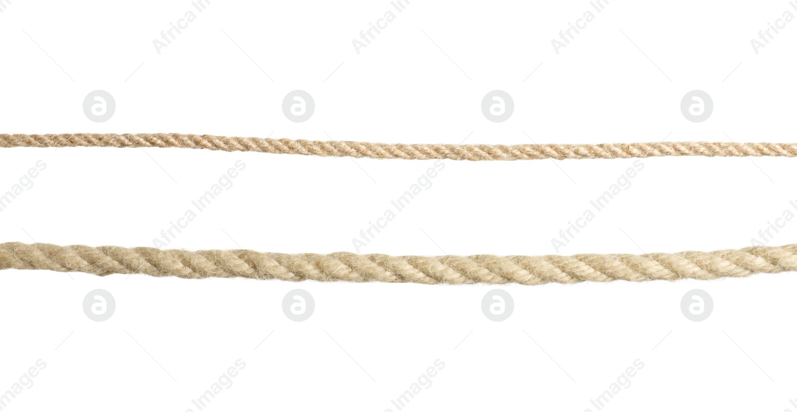 Photo of Old ropes on white background. Simple design