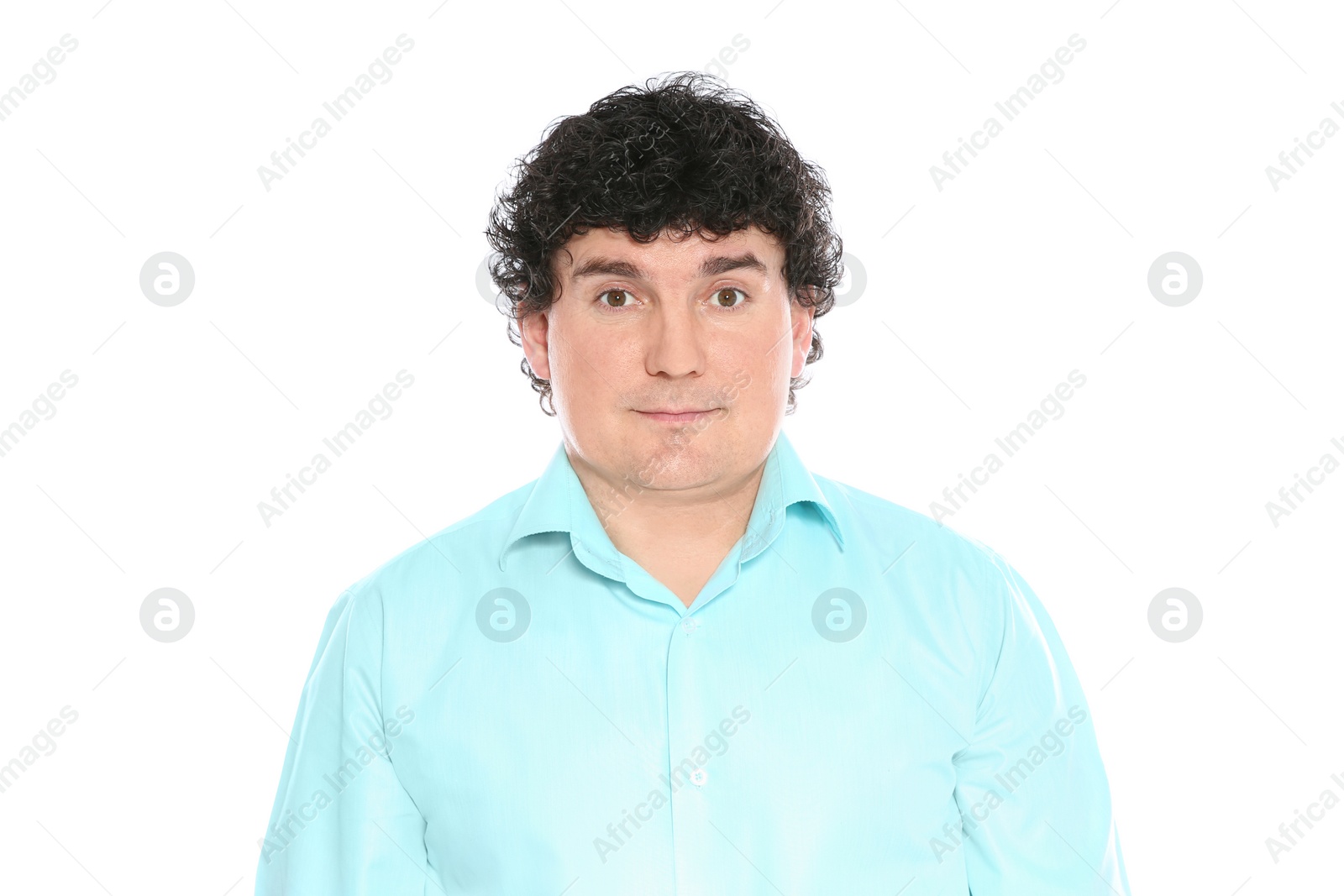 Photo of Portrait of handsome mature man posing on white background