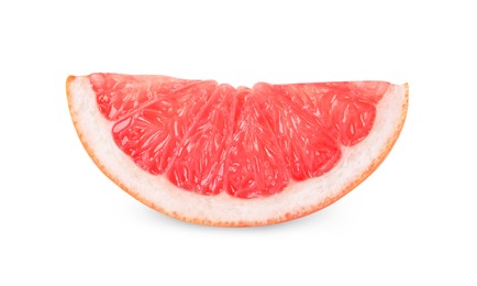 Photo of Citrus fruit. Slice of fresh ripe grapefruit isolated on white