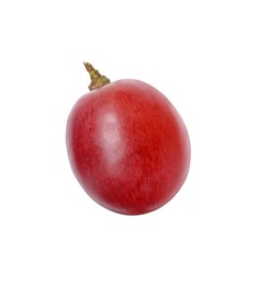 One ripe red grape isolated on white