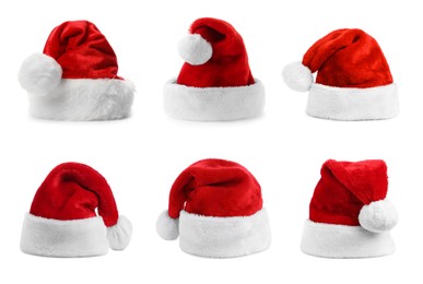 Santa Claus hat isolated on white, collection