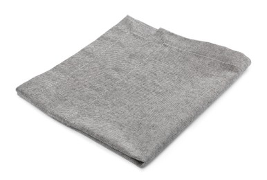 Photo of One grey kitchen napkin isolated on white
