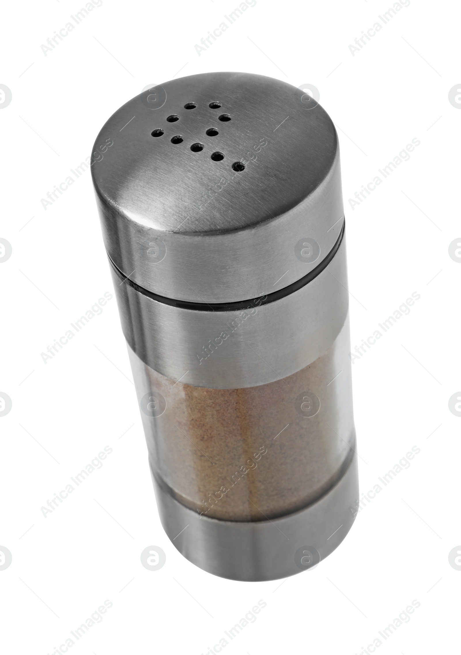 Photo of One shaker with pepper isolated on white