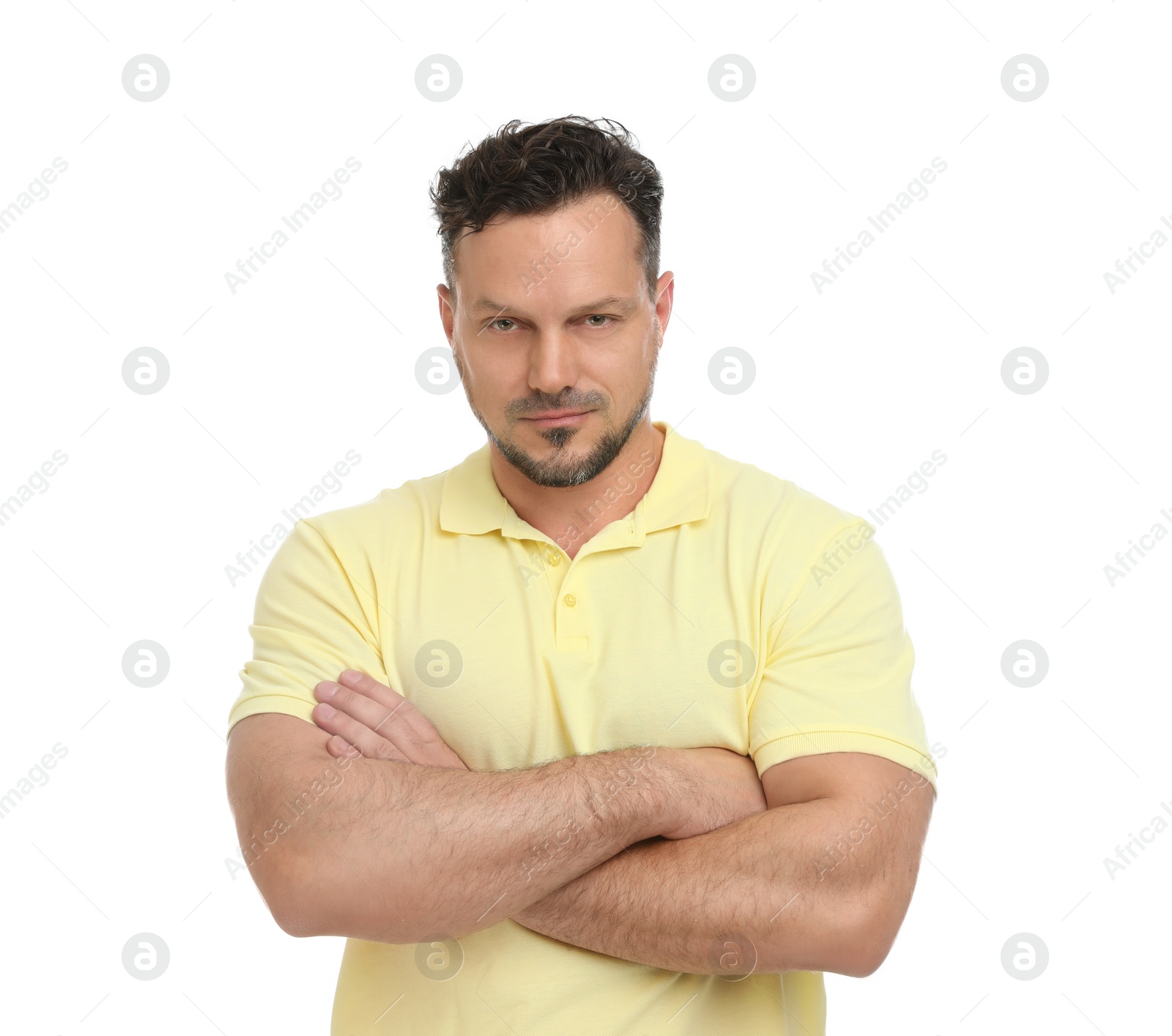 Photo of Portrait of handsome man on white background