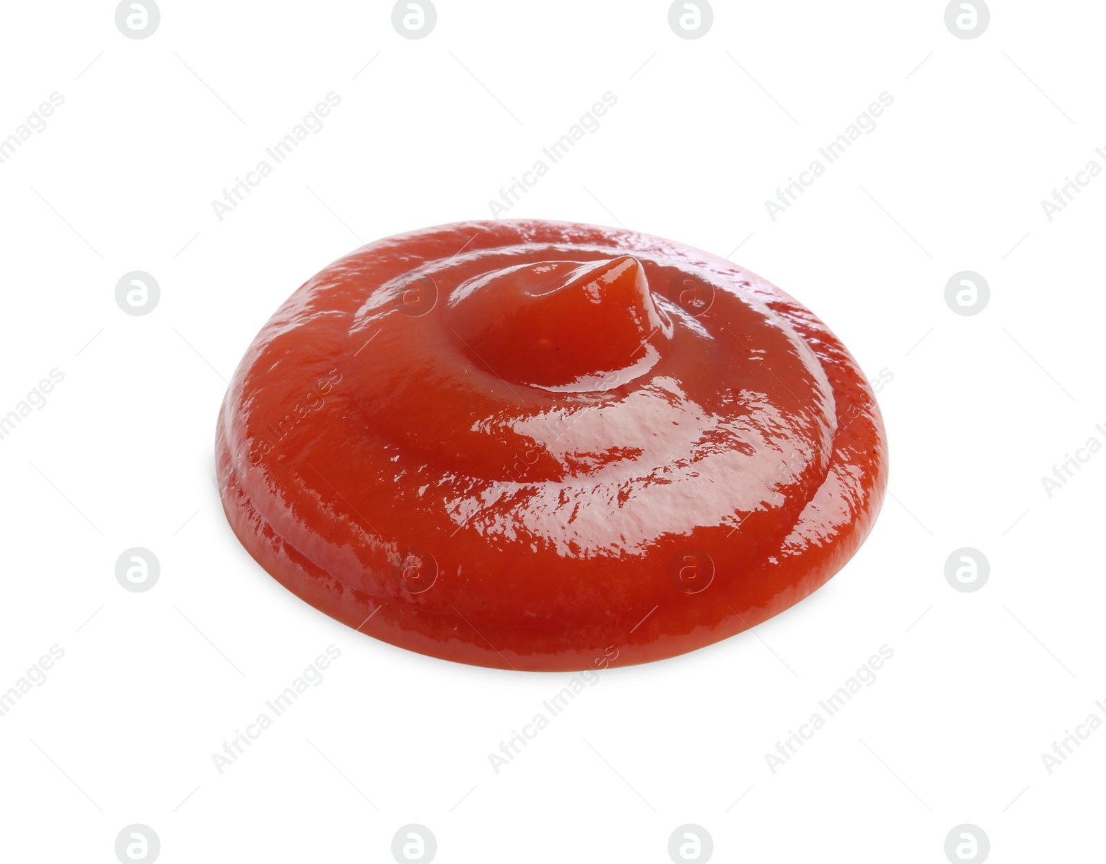 Photo of Tasty ketchup isolated on white. Tomato sauce