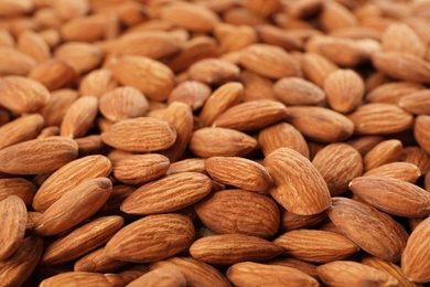 Organic almond nuts as background. Healthy snack