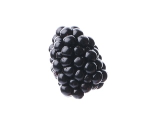 Photo of Tasty ripe juicy blackberry on white background