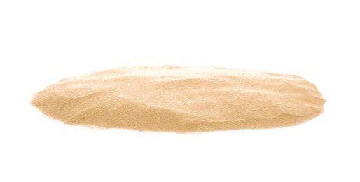 Heap of dry beach sand on white background