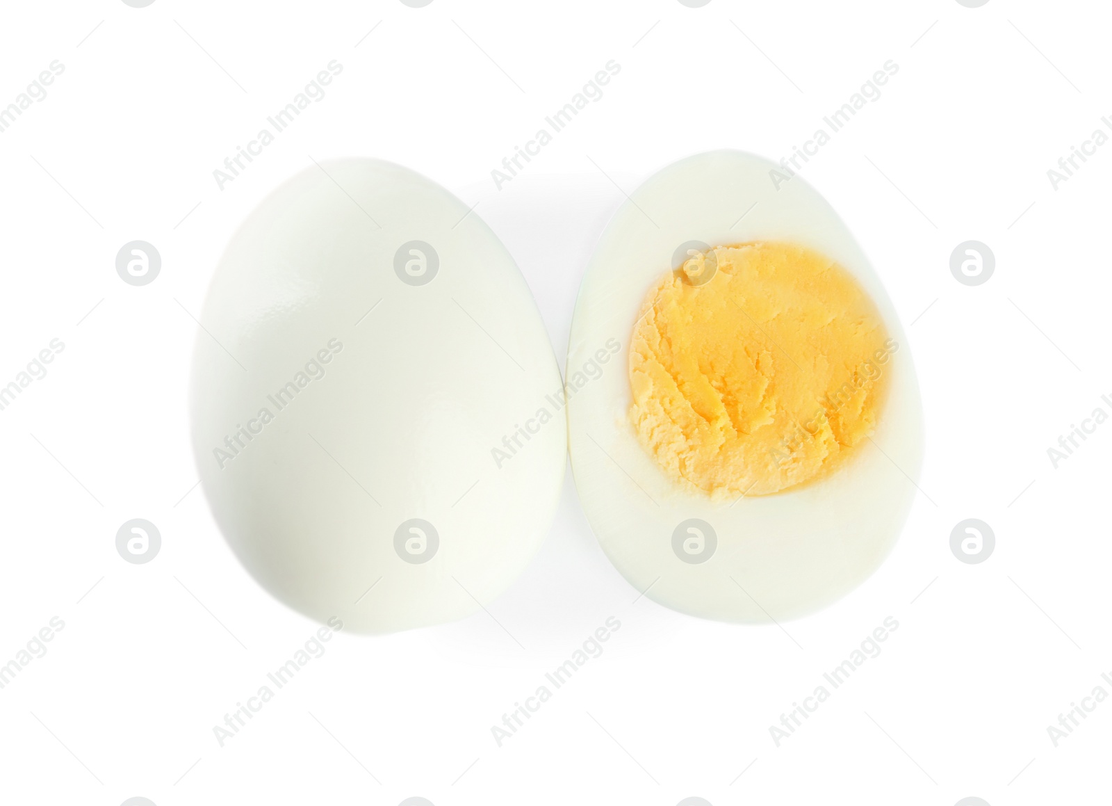 Photo of Fresh hard boiled chicken eggs isolated on white