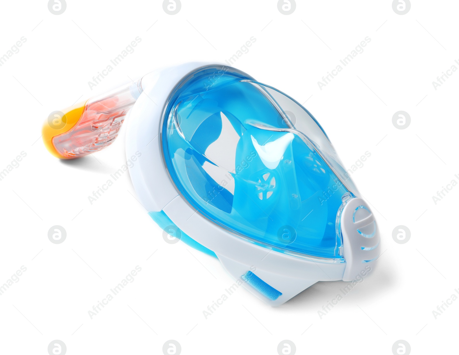 Photo of Blue diving mask on white background