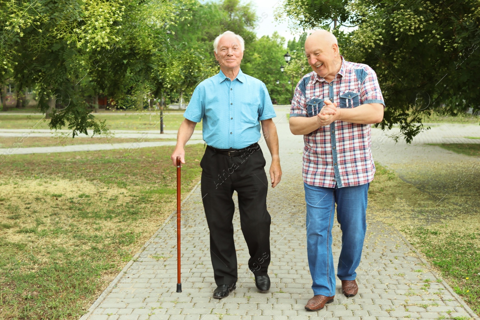 Photo of Elderly men spending time together in park