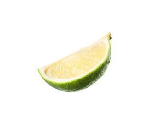 Photo of Citrus fruit. Sliced fresh ripe lime isolated on white